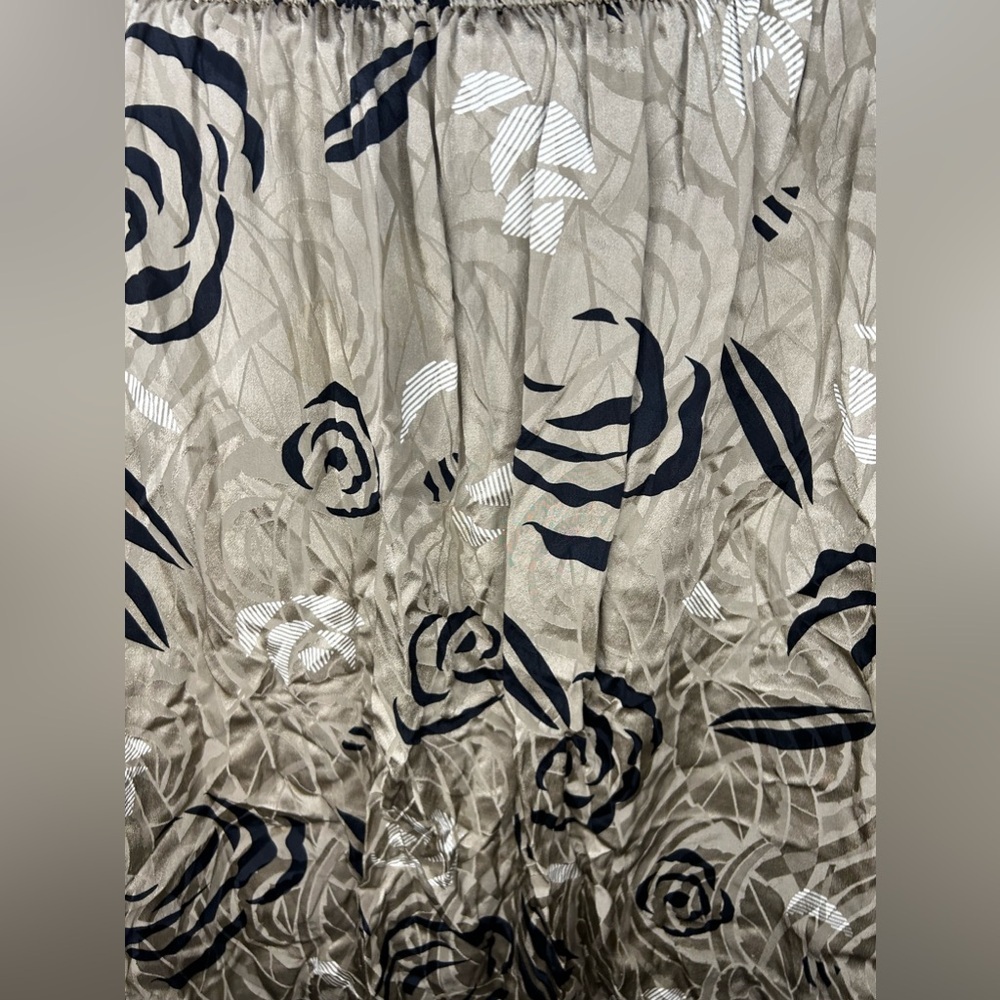 Womens Vintage 80s Nicole Miller Brown Silk Floral Long Sleeve MIDI Dress Size 8 - Picture 6 of 8